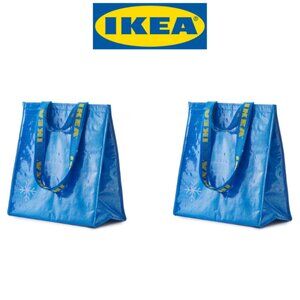 2x IKEA FRAKTA Blue Cooler Bag 15x15 ¾" - Insulated Tote for Beach, Home, Picnic